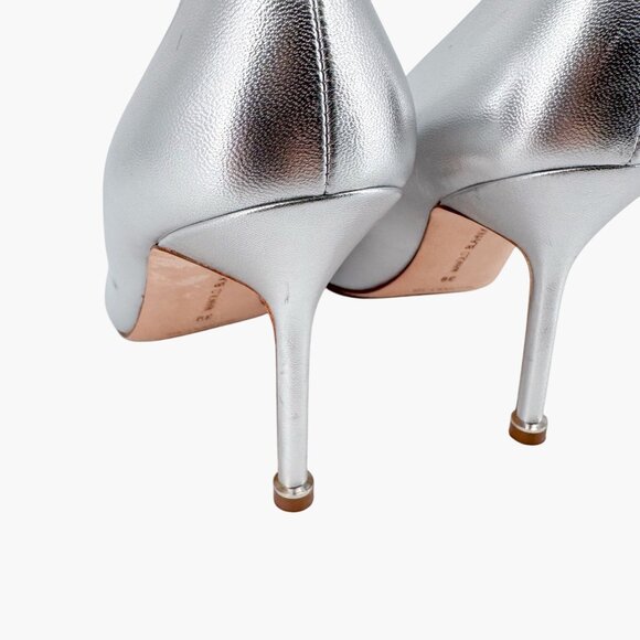 Manolo Blahnik Hangisi Pumps Heels Silver Size 39 US 9 Women Crystal Buckle - Picture 8 of 15